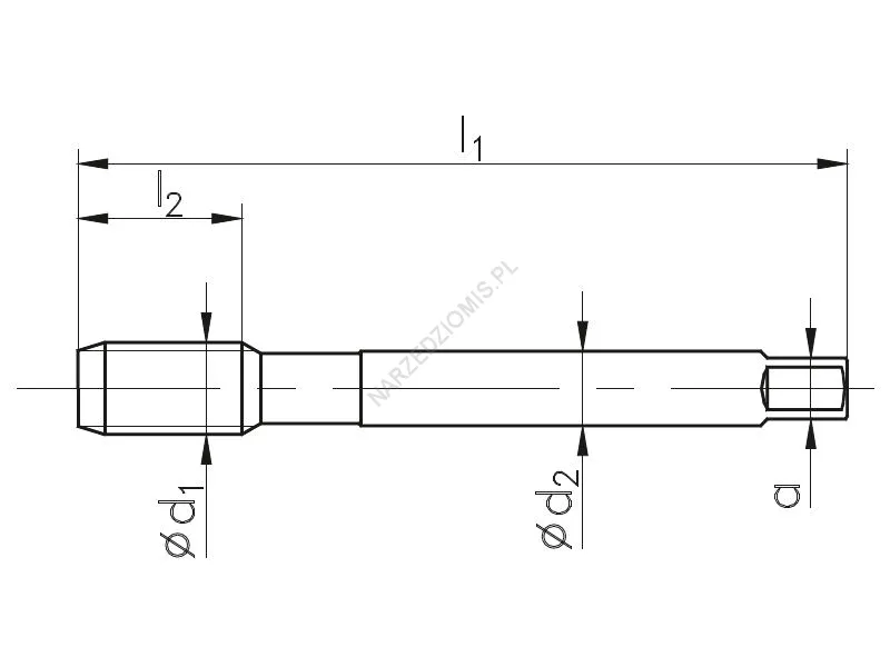 Rysunek techniczny: Gwintownik maszynowy wysokowydajny DIN 374/1-B UNF/1 1" 12zw. 2B HSSE INOX